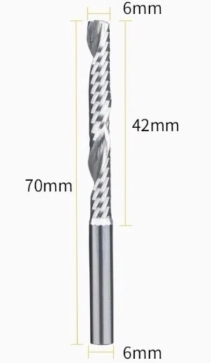 2pcs 6mm Milling Cutter Shank Single Flute CNC Router Bit UP Cut Spiral Carbide End Mill for Wood MDF Engraving Bit
