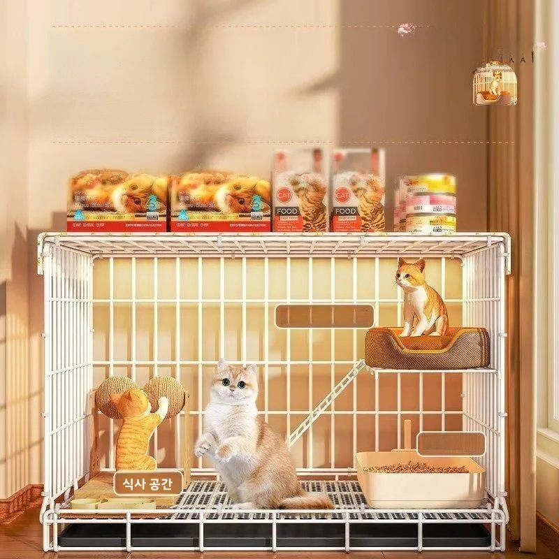 이중 레이어 고양이 케이지 초대형 넓은 공간 실내 고양이 둥지 화장실 일체형 새끼 고양이 특수 용도 가정용 애완용품 고양이 케이지