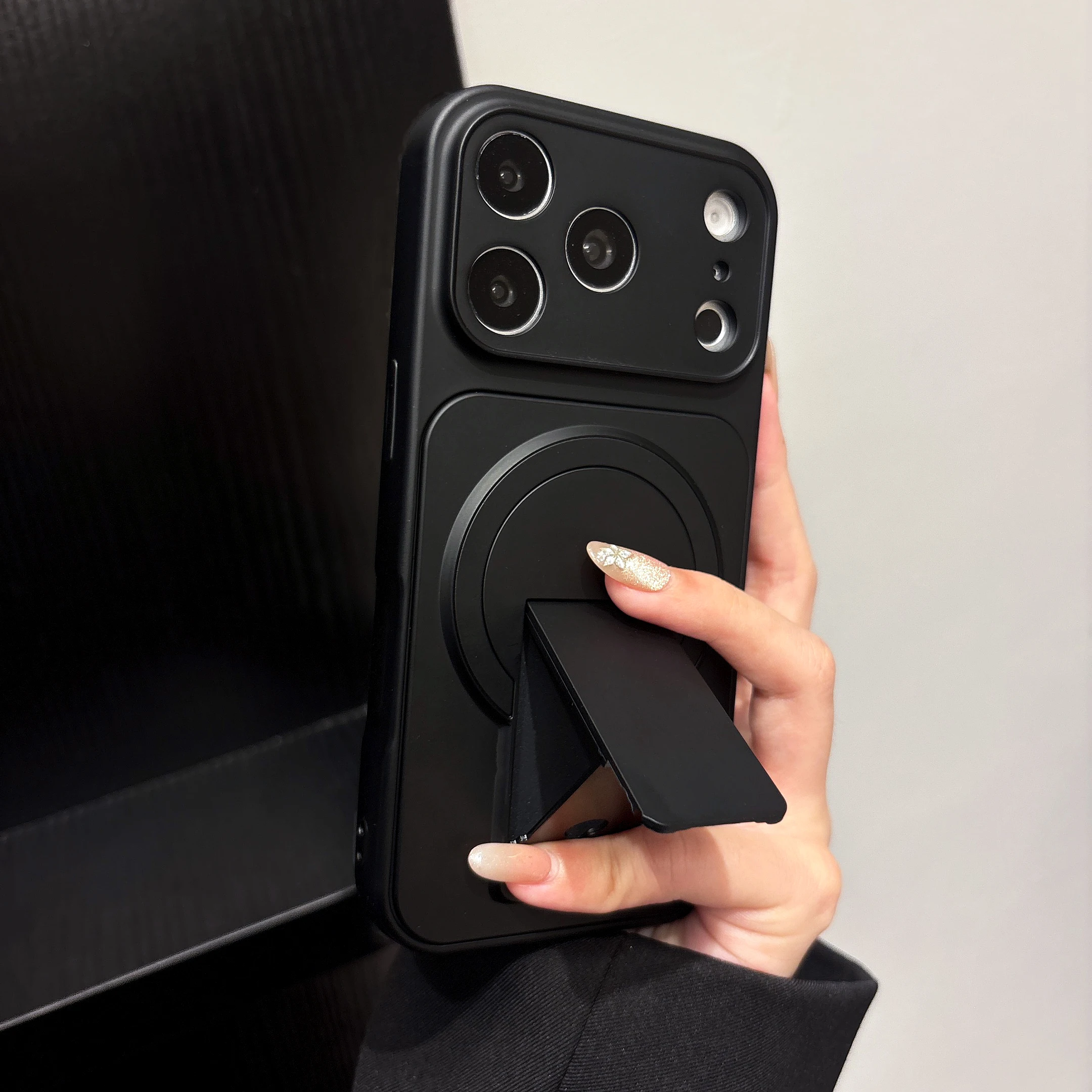Flip Kickstand Holder Silicone Shockproof Case with Magnetic Charging Compatibility