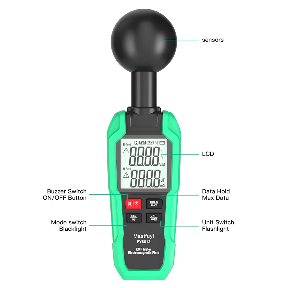 EMF Meter Electromagnetic Radiation Dosimeter  professional&portable Temperature Electric Field Magnetic Field Radiation Detecto 3