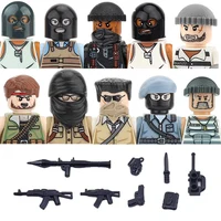 City Accessories MOC Modern Villain Gangster Figures Bazooka Building Block Soldier Mask Helmet Guns Military Weapon Bricks Toys 1