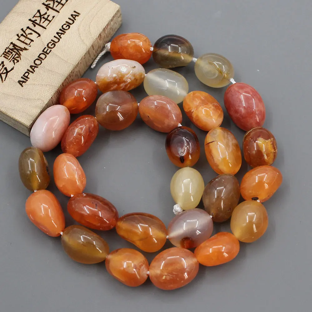 APDGG 11x15mm Natural Red Agate Carnelian Smooth Nugget Freeform Oval Loose Beads 15.5