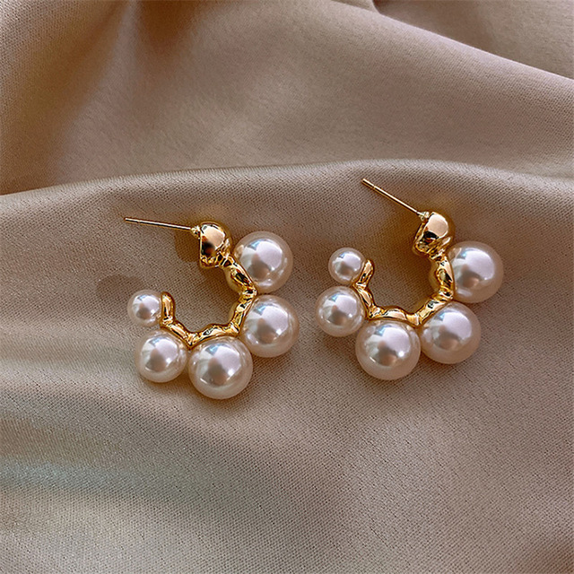 Geometric Simple Temperament Pearl Earrings Rhinestones Women's Gift Earrings Fashion Jewelry bijoux femme Gift