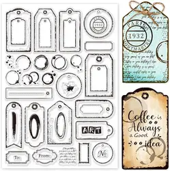 Vintage Label Frame Silicone Stamps for DIY Scrapbooking - Transparent Retro Borders (21×29.7cm) (Retro Label)