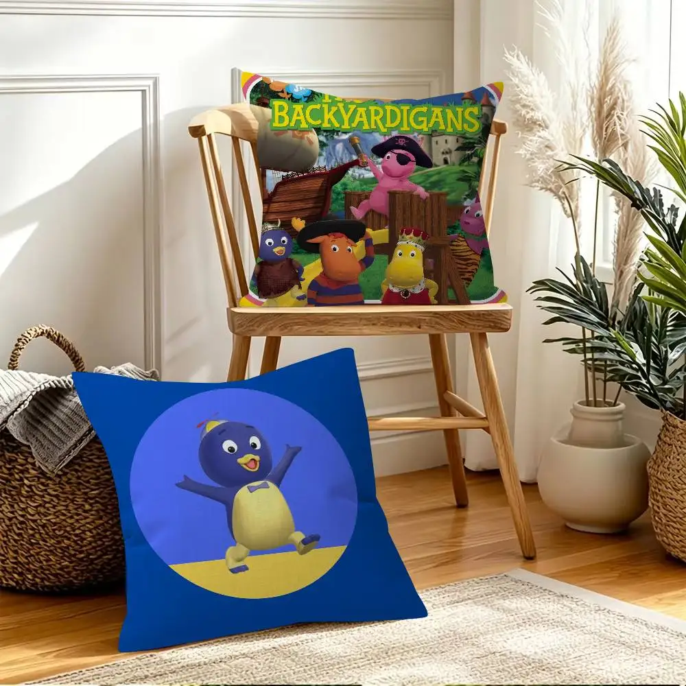 Playful Backyardigans Decorative Throw Pillow Cover - Cozy Square Accent