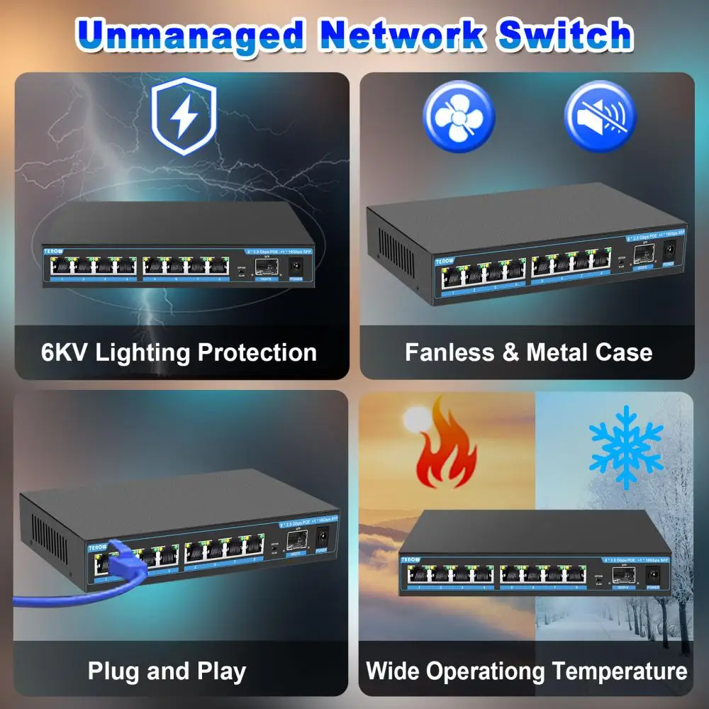2.5G, 10G, 4, 8 Port, 2.5Gbps, POE