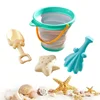Foldable Beach Bucket Children's Foldable Bucket Play Sand Toys Bright Colors Silicone Beach Toys For Lake Backyard Beach Garden 1