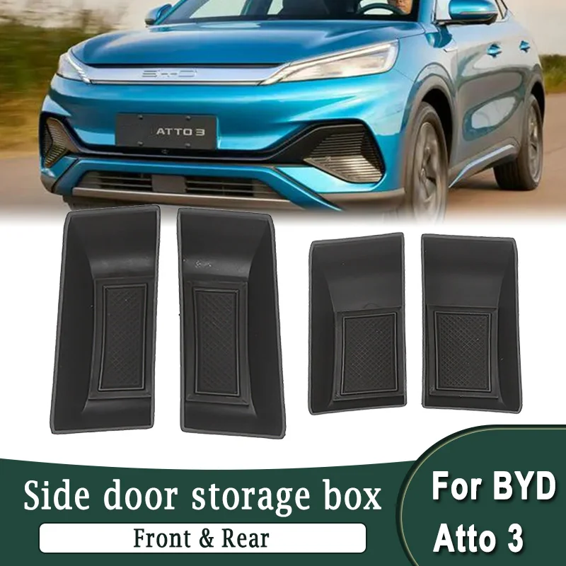 

Для BYD Atto 3 Yuan Plus 2022-2023 внутренняя коробка для хранения на передней и задней двери, органайзер для подноса, коллекционное пространство, аксессуары для интерьера