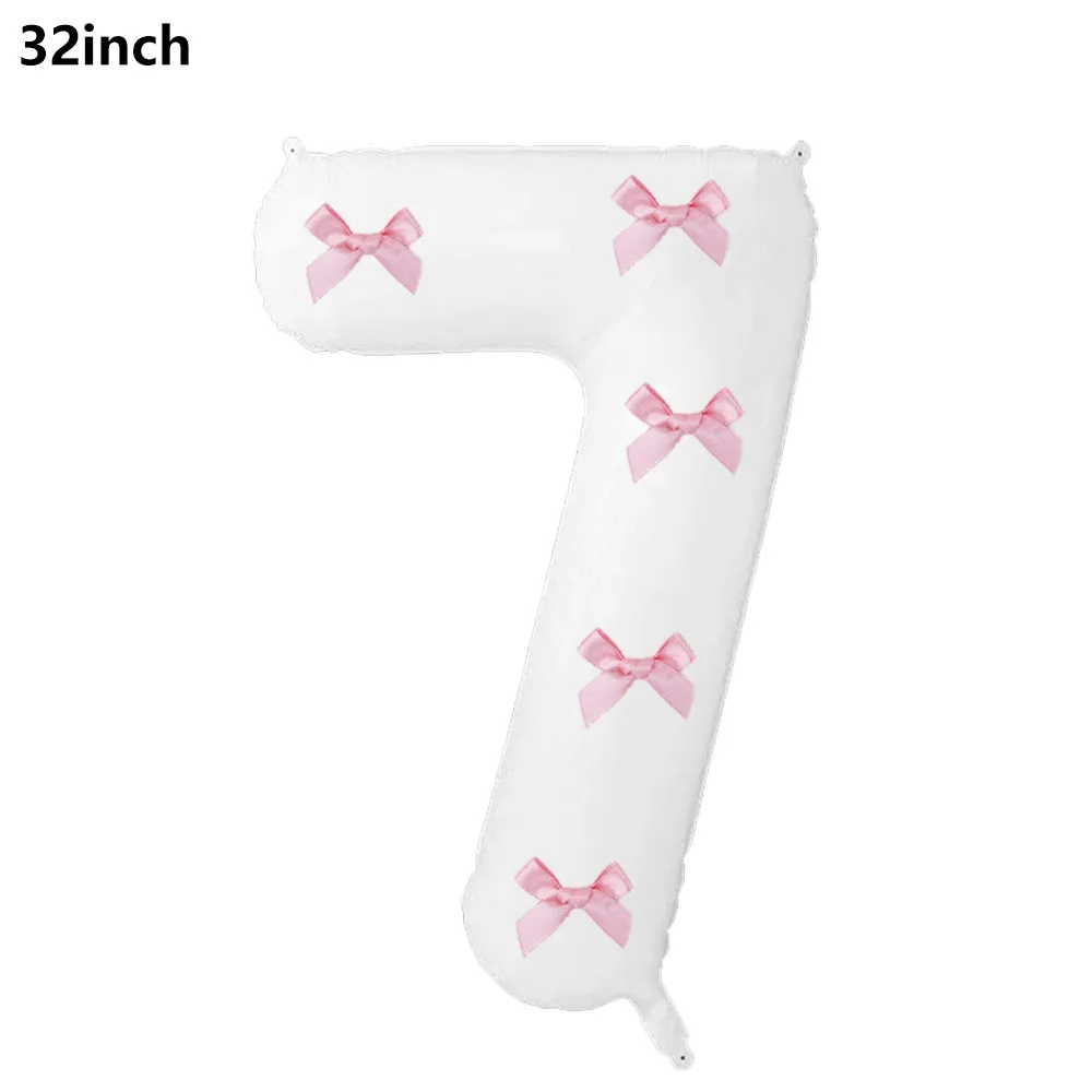32 Blue, Pink, and Black Number Balloons with Ribbon Bows