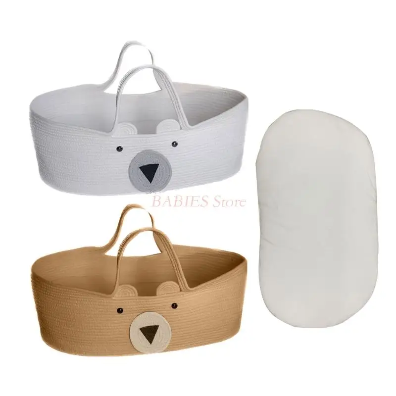 

Portable Baby Cradle Excellent Cotton Nursery Baby Sleeping-Basket Brown/White