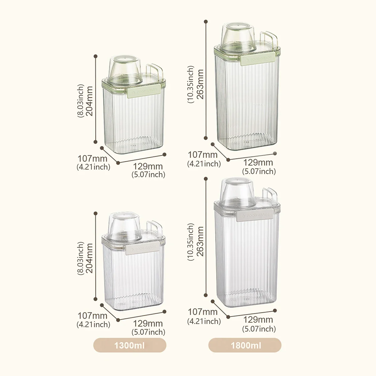 Large Capacity Cereal Containers with Measure Cup with Handle High Sealing Performance Plastic Sealed Jar Insect-proof 6