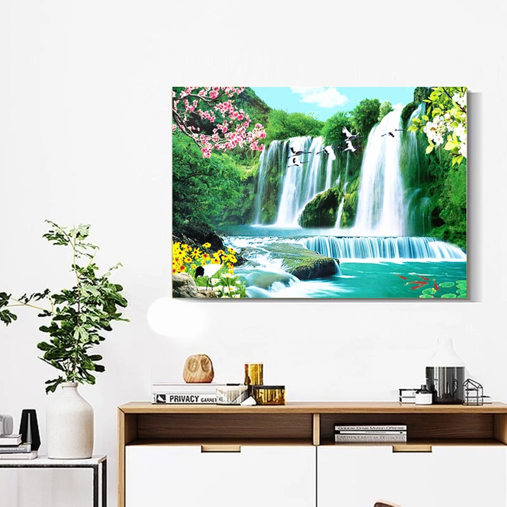 Waterfall Landscape 5D Diamond Painting Landscape Diamond Mosaic Rhinestone Embroidery Full Round Diamond Cross Stitch Kit