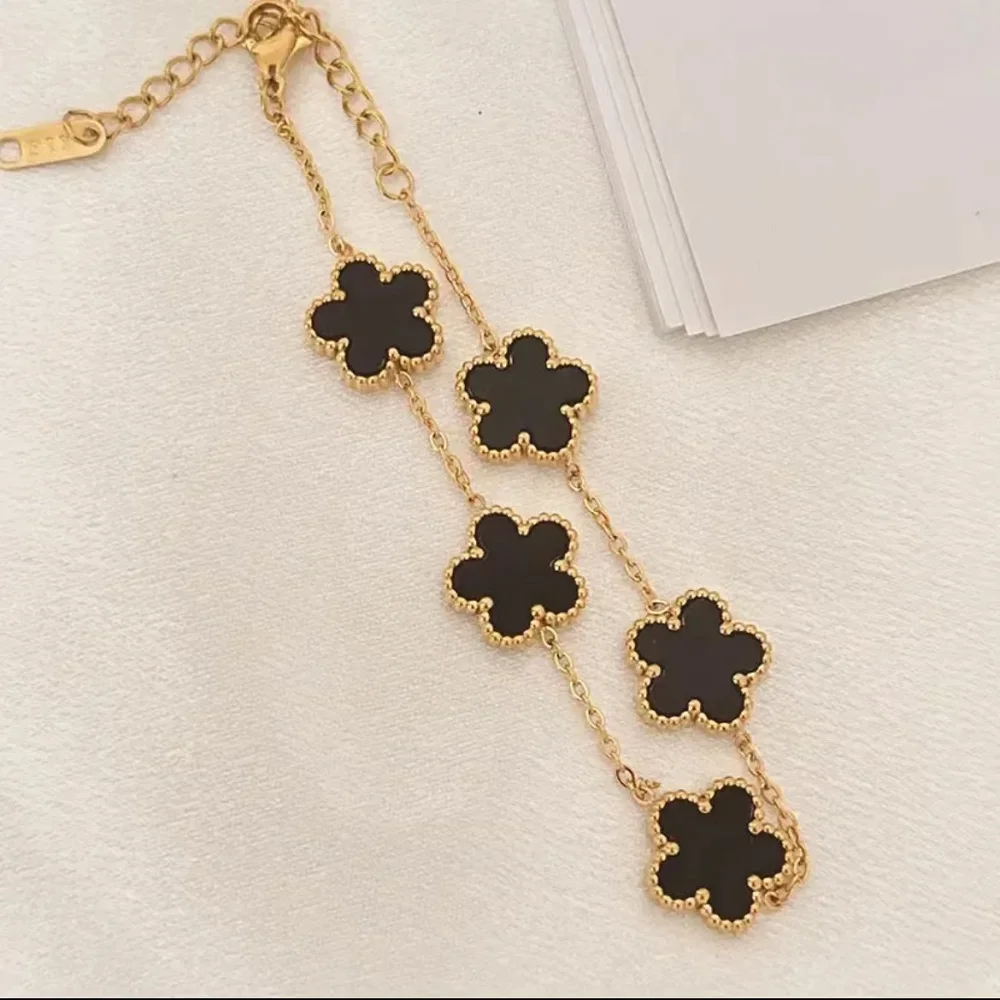 New Hot Trendy Luxury Five Leaf Flower Necklace Jewelry Earrings for Women Gift Fashion 316L Stainless Steel Clover Bracelets - Image 2