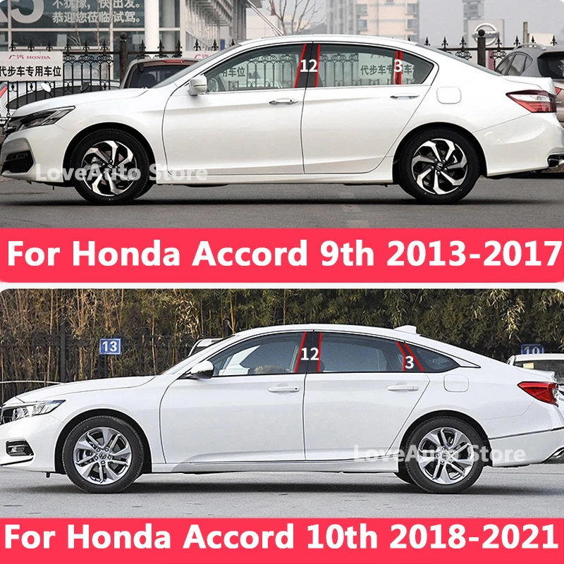 

For Honda Accord 9th 10th 2013-2021 Car Window Central Column B C Pillar Cover Moulding Sticker Exterior Window Frame