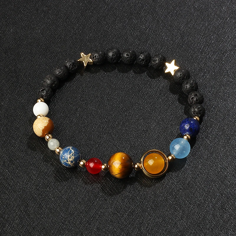 2022 Universe Solar System Bracelet Women New Natural Stone Eight Planets Bracelet Men Best Friends Gift Universe Couple Jewelry