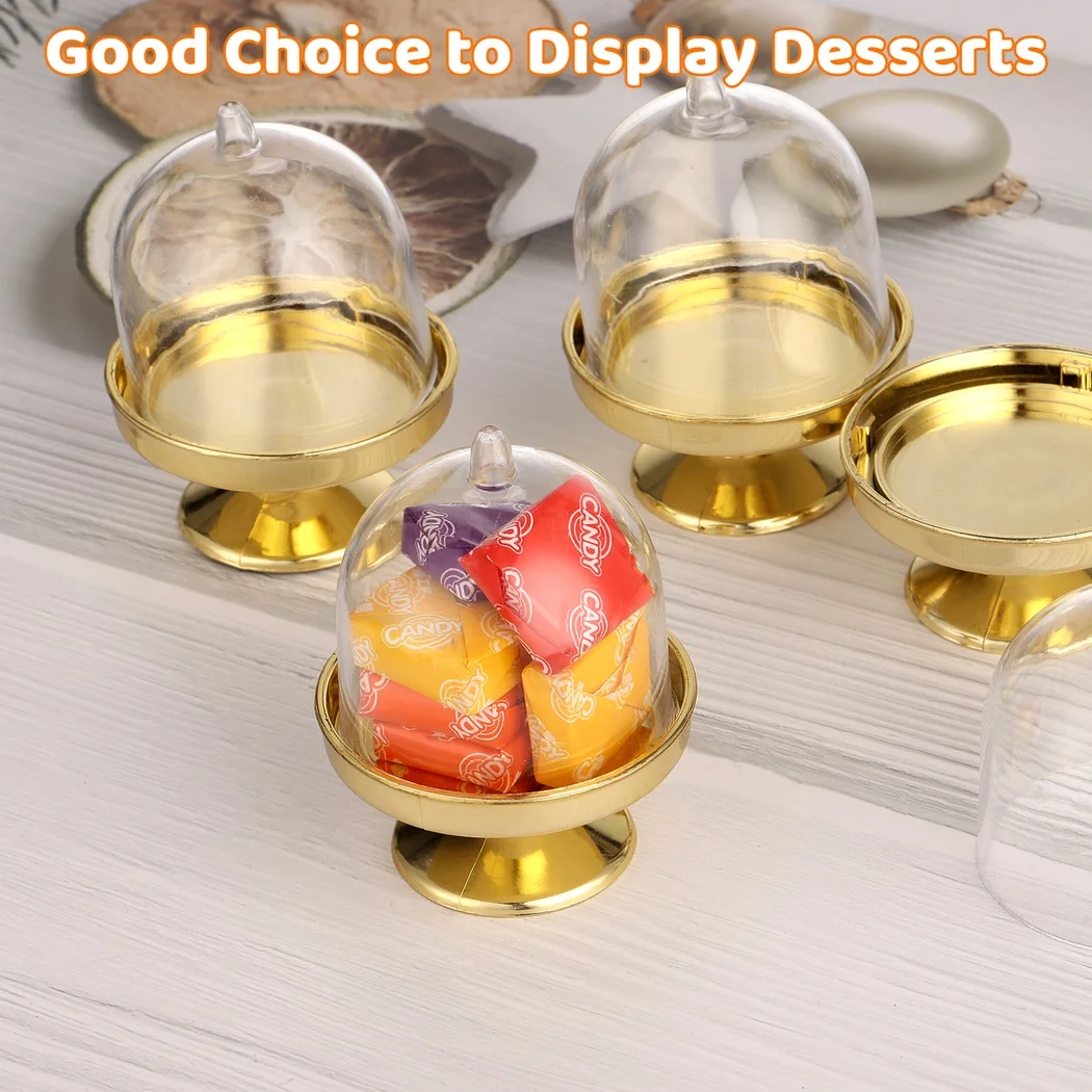 36Pcs Plastic Mini Cake Stands Cupcake Stands Dome Cover Candy Chocolate Containers Dessert Display Plates For Wedding Birthday