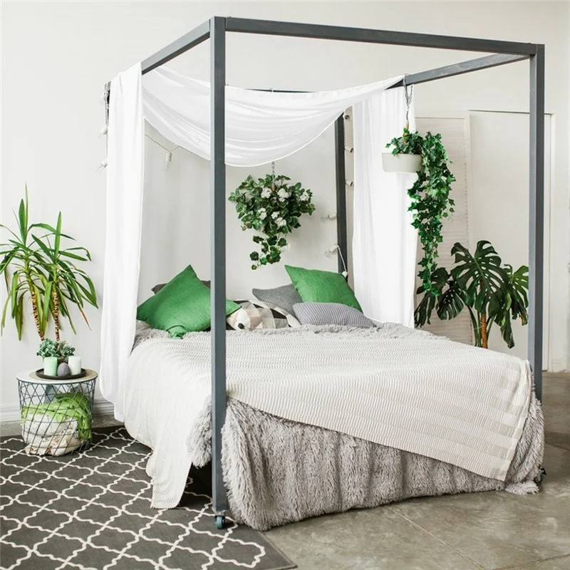 18FT 침대 커튼 스카프 쉬폰 원단 Draping 여분의 긴 창 스카프 Valance 거실 야외 웨딩 파티 장식