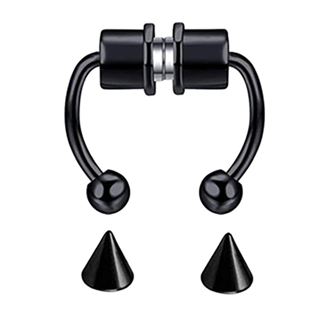 Fake Nose Rings Septum Clip On Piercings Lip Ear Nose Septum Rings Stainless Steel Fake Piercings