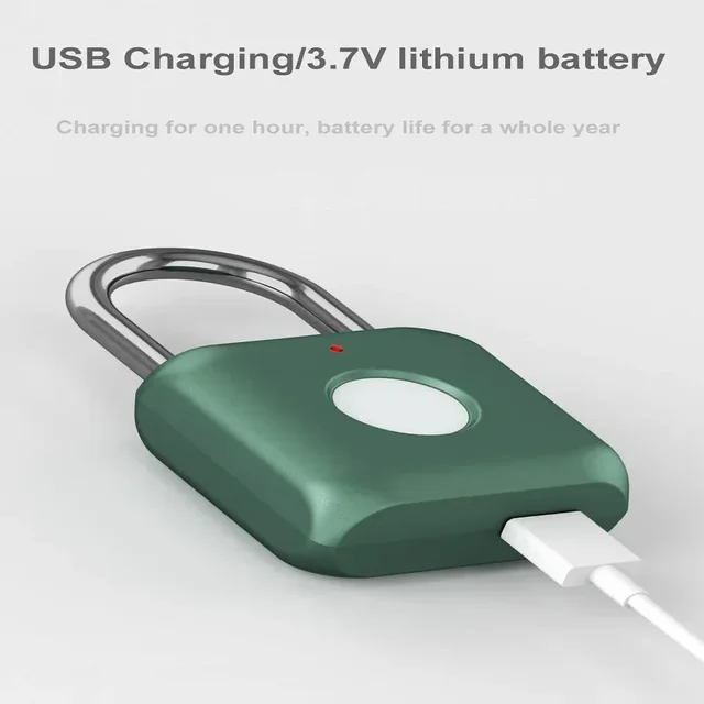 Mini Lock Fingerprint Smart Padlock Quick Unlock Keyless USB Rechargeable Door USB Keyless Fingerprint Lock for Luggage Case 2