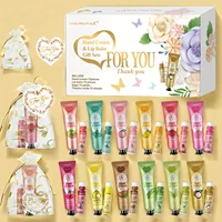 12 Hand gift Hand cream and lip balm set Friends Party Gift with love net bag and thank you card Holiday gift 1