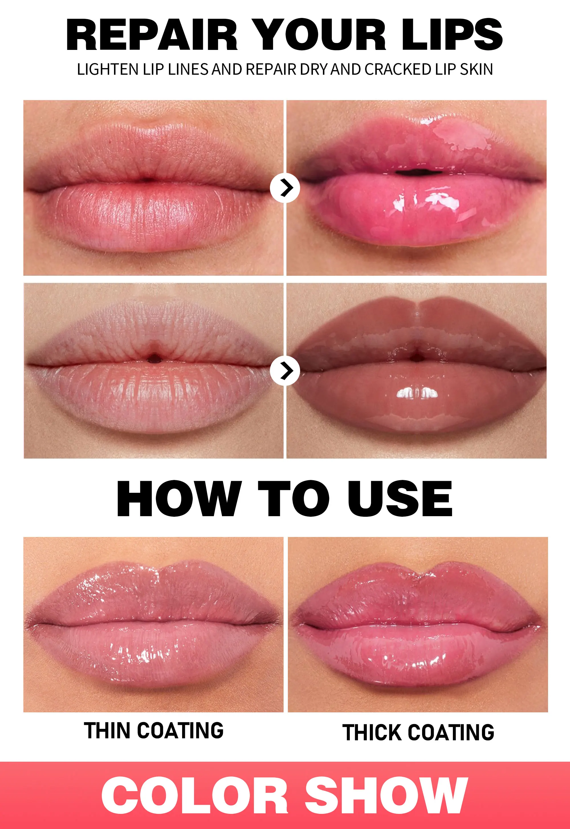 Brillo de labios café perlado aceite hidratante efecto espejo_voghion.com