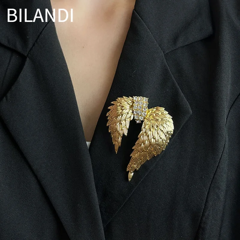 Bilandi 여성용 메탈 윙 브로치, 빈티지 패션 주얼리, 2024 트렌드, 새로운 섬세한 디자인 액세서리