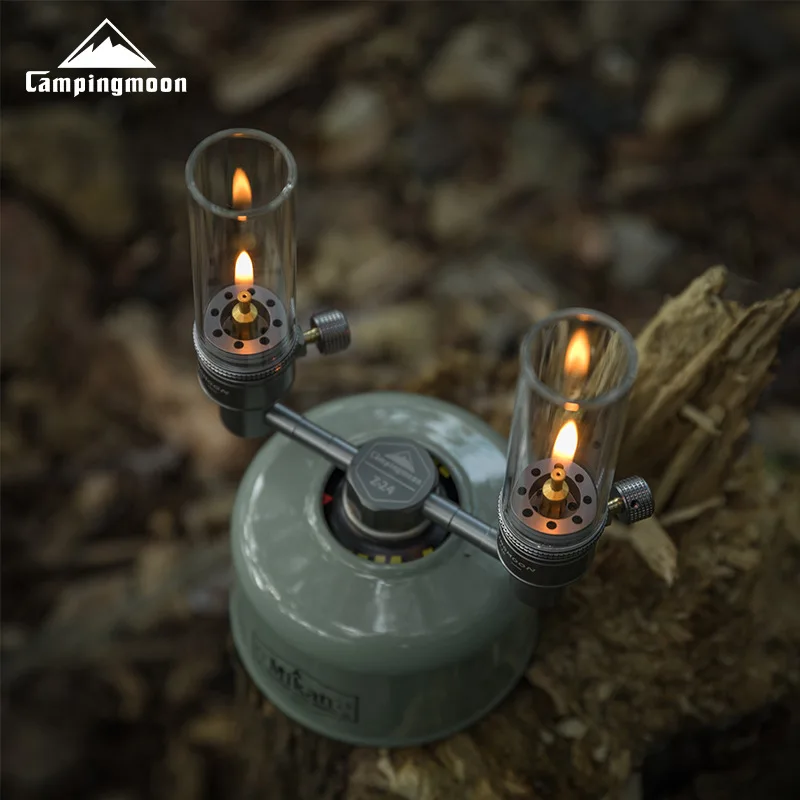 CAMPINGMOON T-1D Camping Gas Lantern with Glass Cover Candle Lamp Light