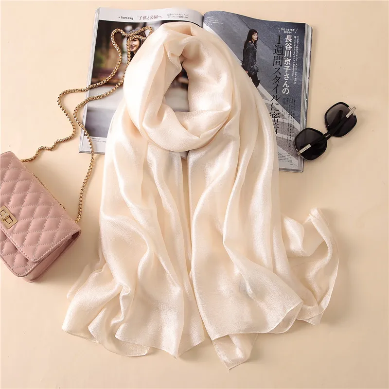 

2023 Luxury Brand Women Fashion Scarf Plain Solid Silk Linen Shawls Scarves Summer Lady Bandanas Pashmina Foulard Hijab 180*90Cm