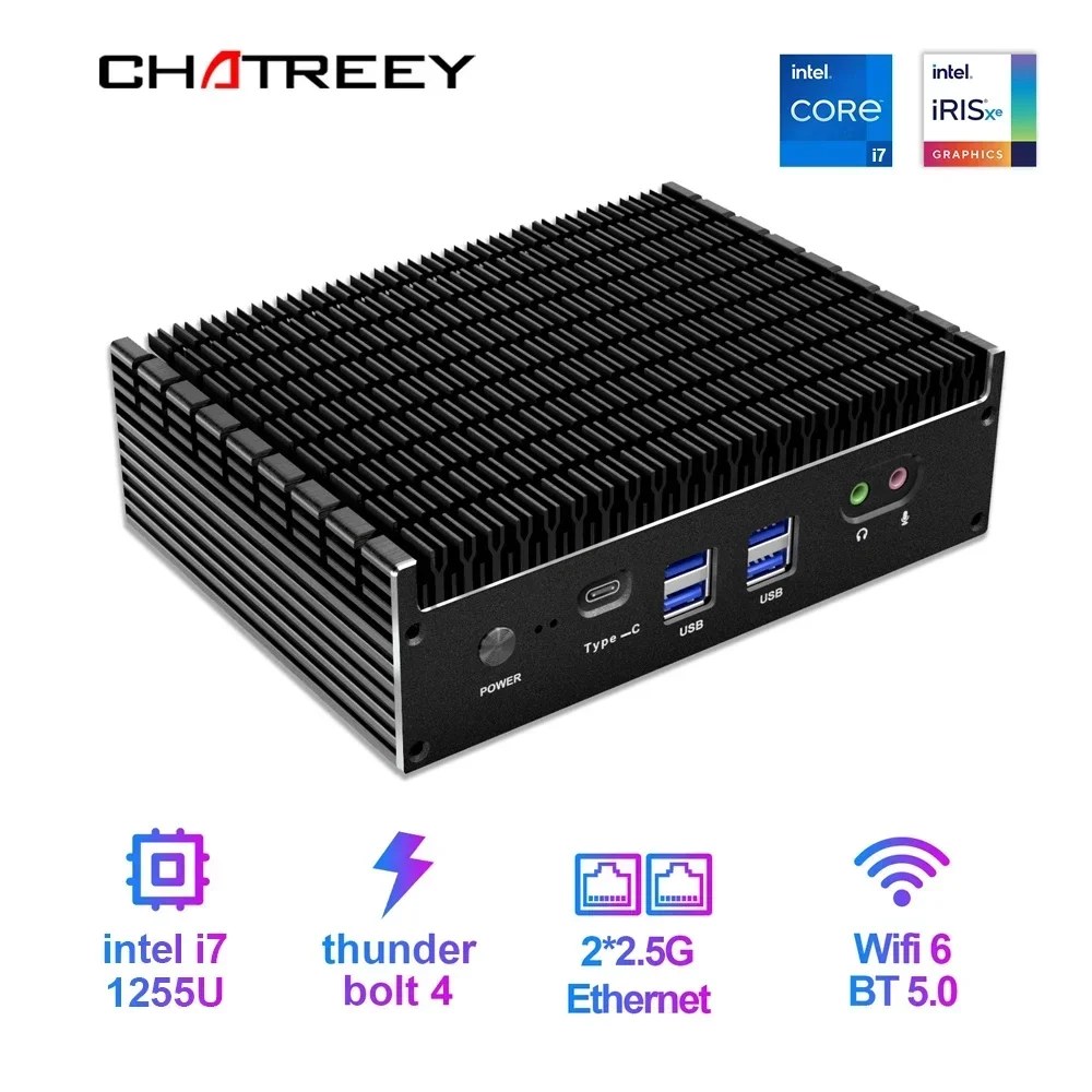 Mini Pc Fanless Design Intel Core I5 I7 Dual Lan 4K Output Supoort Windows 11 Gaming Computer Industriale