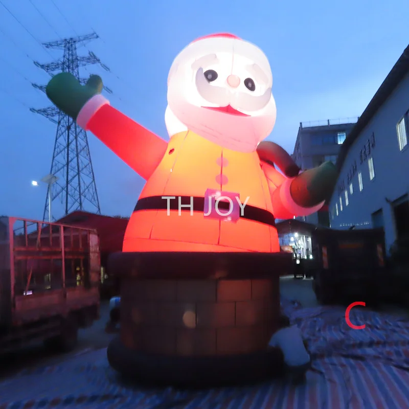 

Free air ship to door!20ft 6m inflatable Santa Claus out of chimney, outdoor decoration inflatable Christmas old man with light