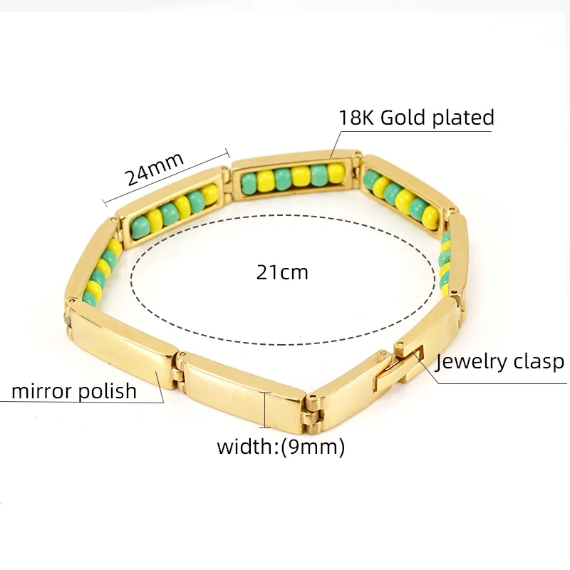 Vibrant Religious Stainless Steel Bracelet with Yellow Beads