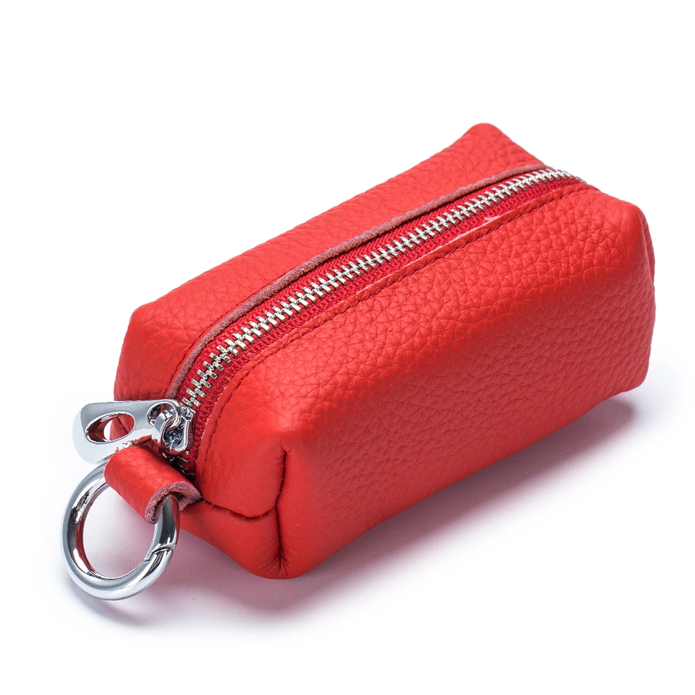 Genuine Leather Unisex Key Holder & Mini Wallet with Double Key Chains