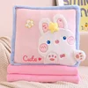Cute Cartoon Plush Pillow+Carpet 2 In 1 Soft Stuffed Office Homdecor Sleeping blanket Cushion 1