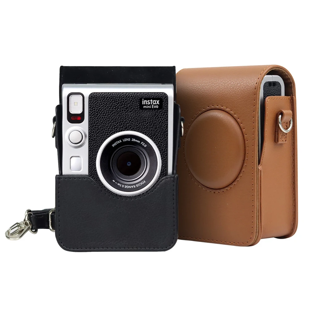 Camera Bag for Fujifilm Instax Mini EVO Instant Film Camera Case PU Leather Protective Bag With Straps