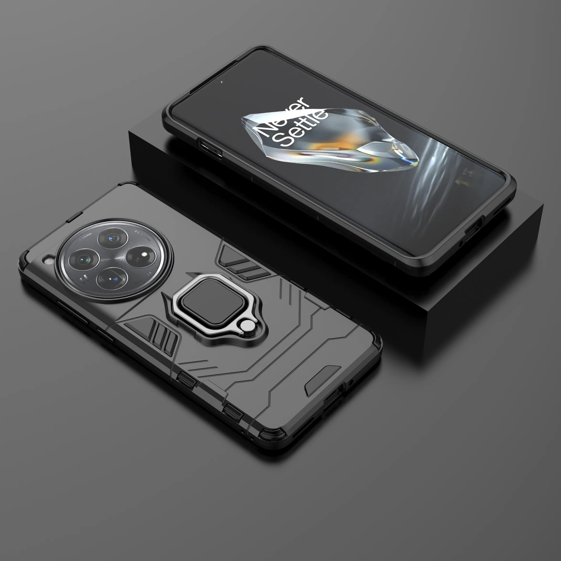 Enhanced Armor Shockproof Case with Metal Ring Stand and Bumper Protection