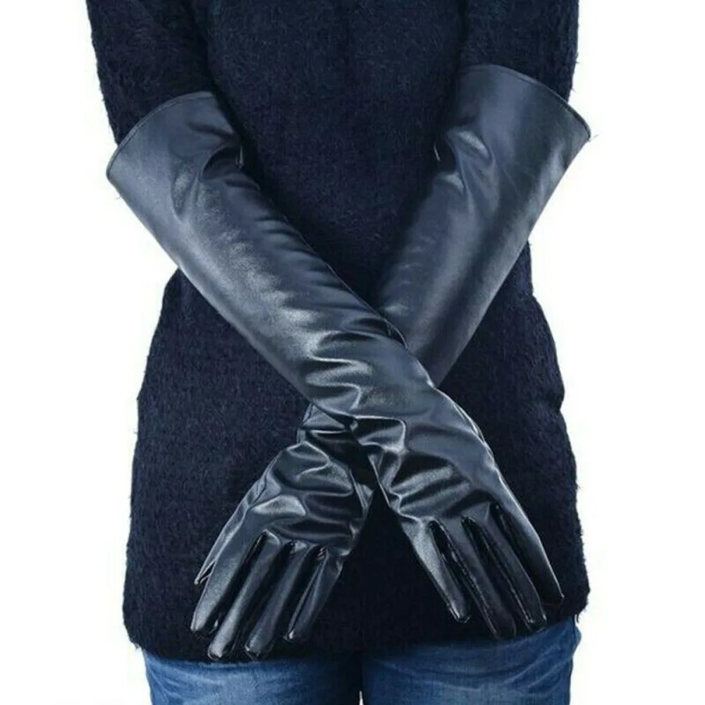 Elegant Women's Long Leather Gloves - Soft, Warm, and Luxurious Winter Wear