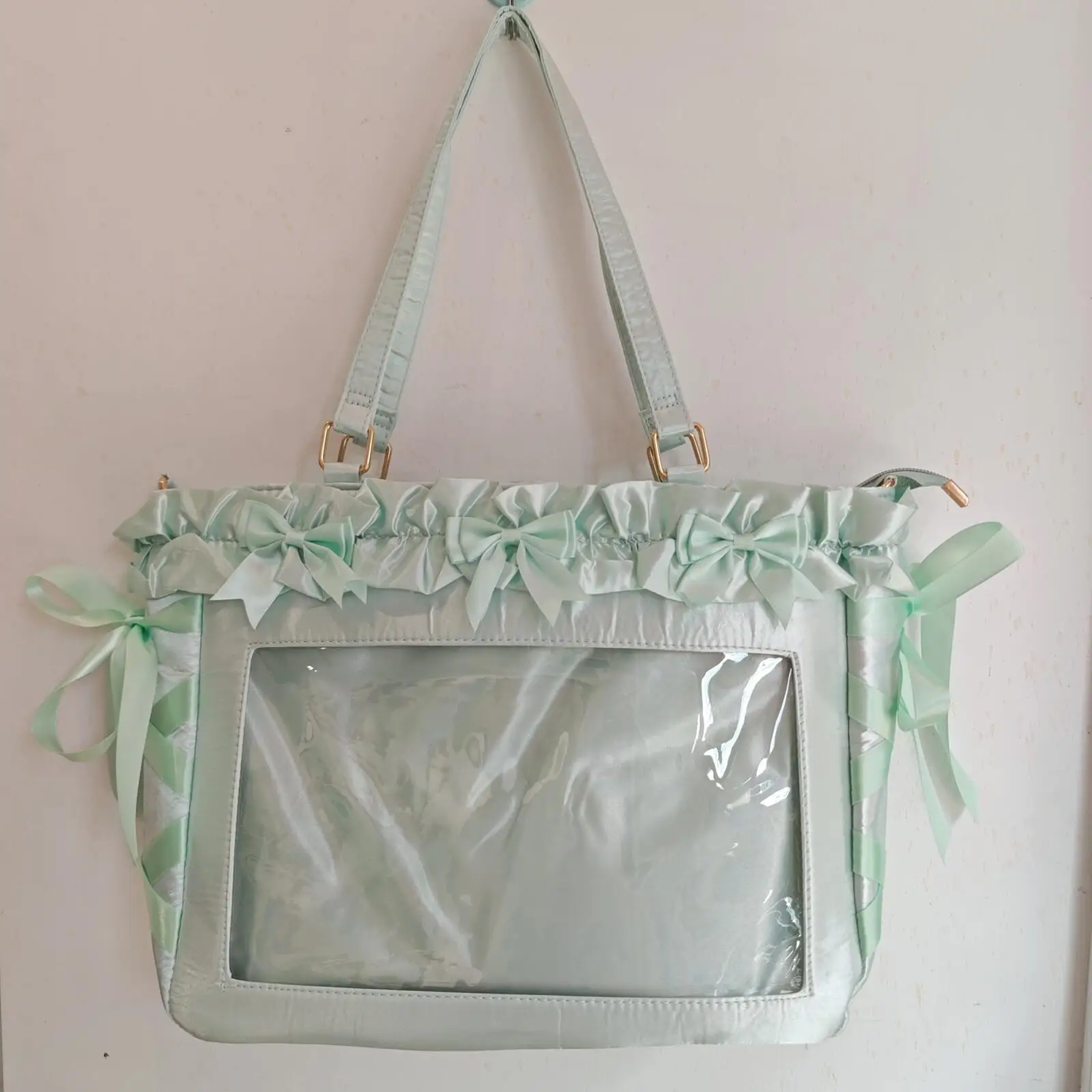 Neue Y2K Schleifenband Ita Umhängetasche Süße Mädchen Transparente Große Schultertasche DIY Display-Handtasche Damen Satin Tragetasche – Detail 5