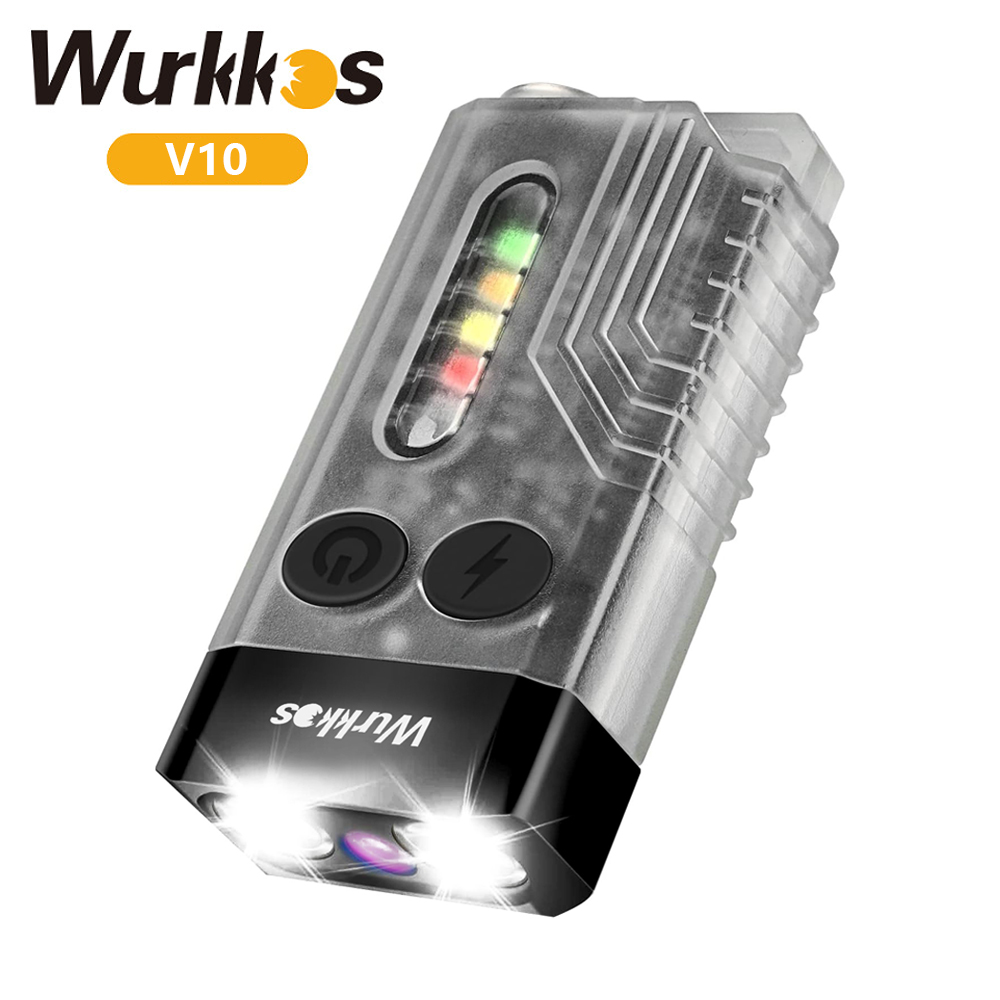 Wurkkos V10 Keychain EDC 1000LM Fluorescent Flashlight IPX4 Type-C Rechargeable With Magnetic Tailcap UV Buzzer Camping Light