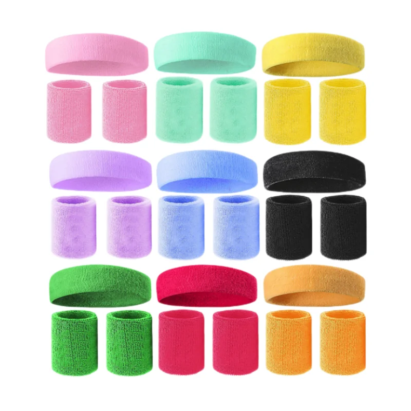 Mens Sports Headband Sweatband Stretch Elastic Outdoor Sport Sweat Headband Wristband 3PCs/set Women Gym Running Tennis Headwrap sports hair band cooling sweatband sports headband sports sweatband