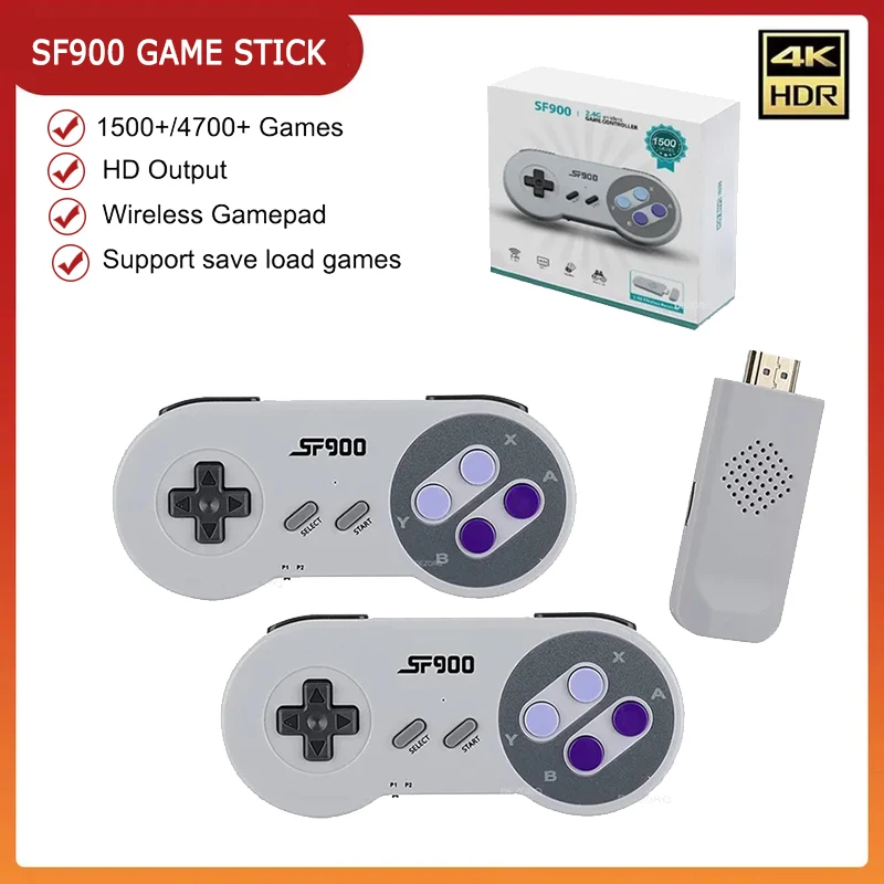 Console Rétro SF900 Avec 5000 Jeux Intégrés – HDMI, 2 Manettes Sans Fil 2.4G – Pour Adultes