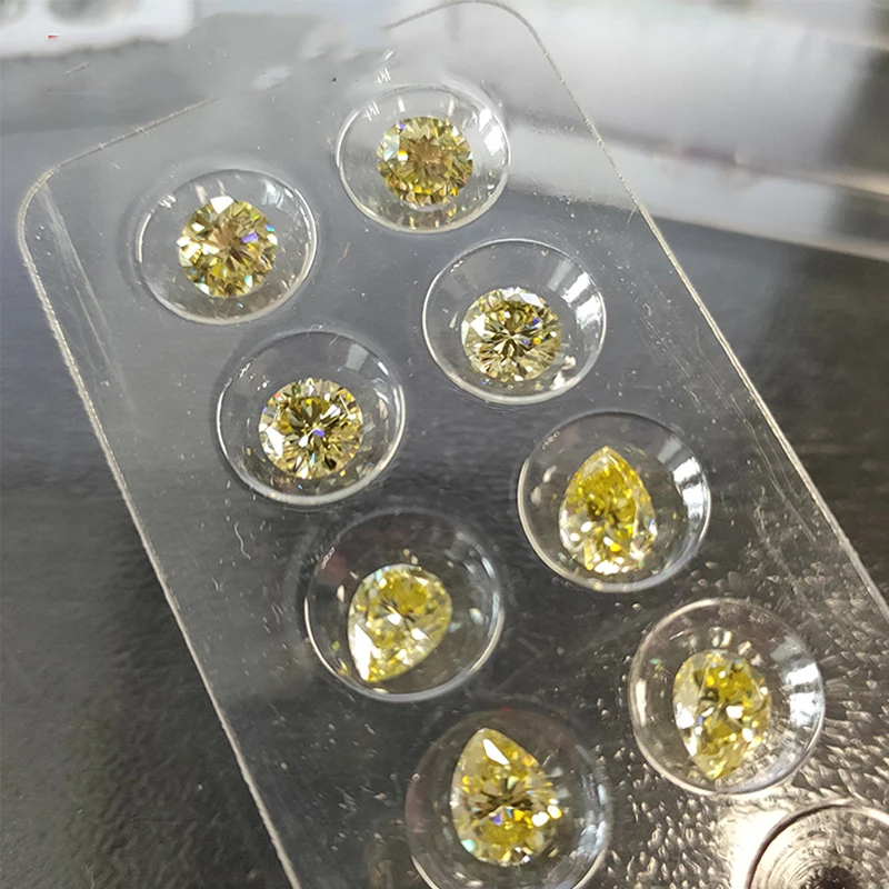 LemonYellow 실험실용 재배 모이사나이트 스톤, 배 루즈 모이사나이트 다이아몬드 어셔 에메랄드 타원형 모이사나이트 루즈 스톤, 0.1-10ct Plat