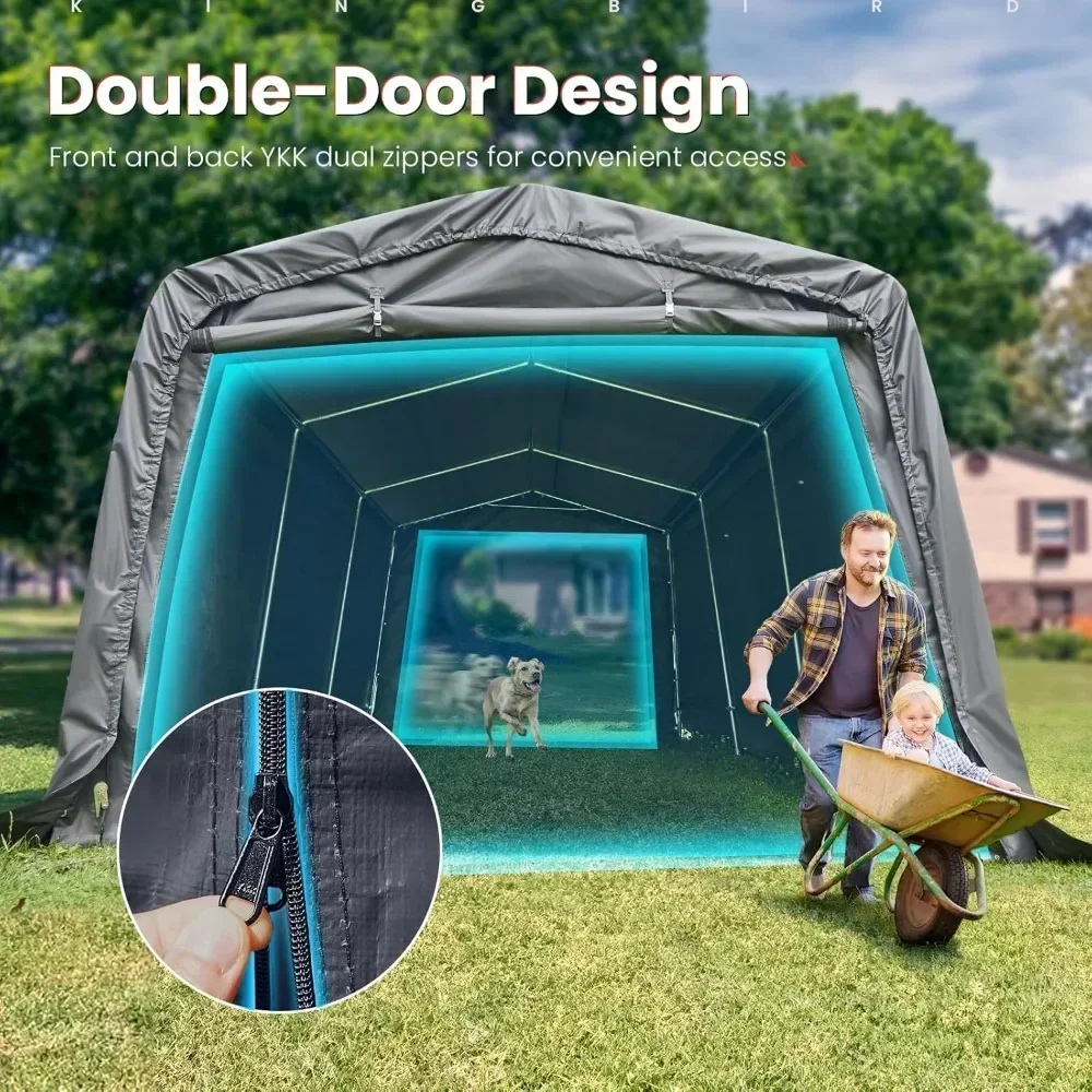 10' x 15' Heavy Duty Anti-Snow Carport Car Canopy Outdoor Instant Garage with Reinforced Ground Bars