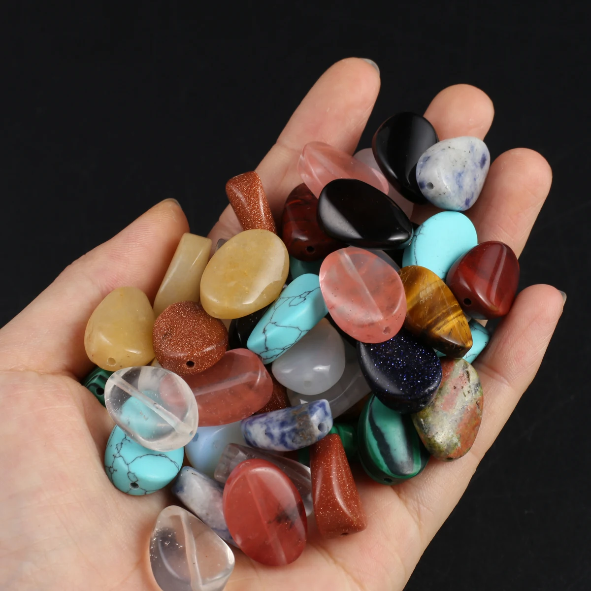 

20 PCS Wholesale Loose Spacing Natural Stone Vertical Hole Beaded Pendant Jewelry Making DIY Necklace Earrings Accessories