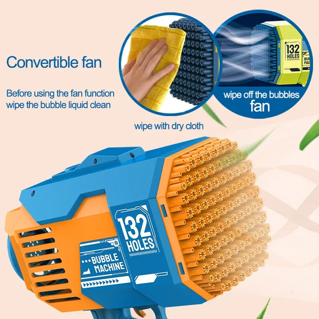 Hot Gatling Bubble Gun Toy 132/69/64/44Hole Charging Electric Automatic Bubble Machine Summer Outdoor Soap Water Children Toys 5