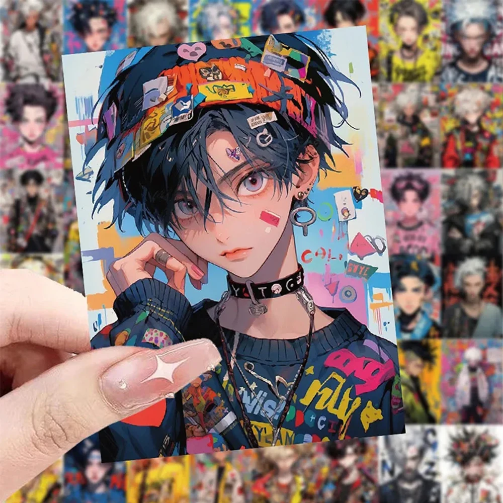 10/30/63pcs Anime Cartoon Fashion Boy Dopamine Dressing Stickers for Laptop Phone Case Suitcase Cool Dcoration Graffiti Decals 10 30 50 100pcs cool fashion brand logo anime stickers diy skateboard laptop luggage bike motorcycle phone car sticker decals