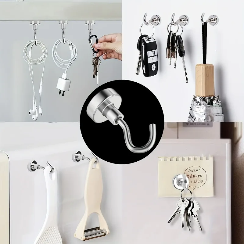 Strong Magnetic Multi-Purpose Hooks Storage Hooks Home Kitchen Bar Key Storage Bathroom Hangers 10Pcs E16