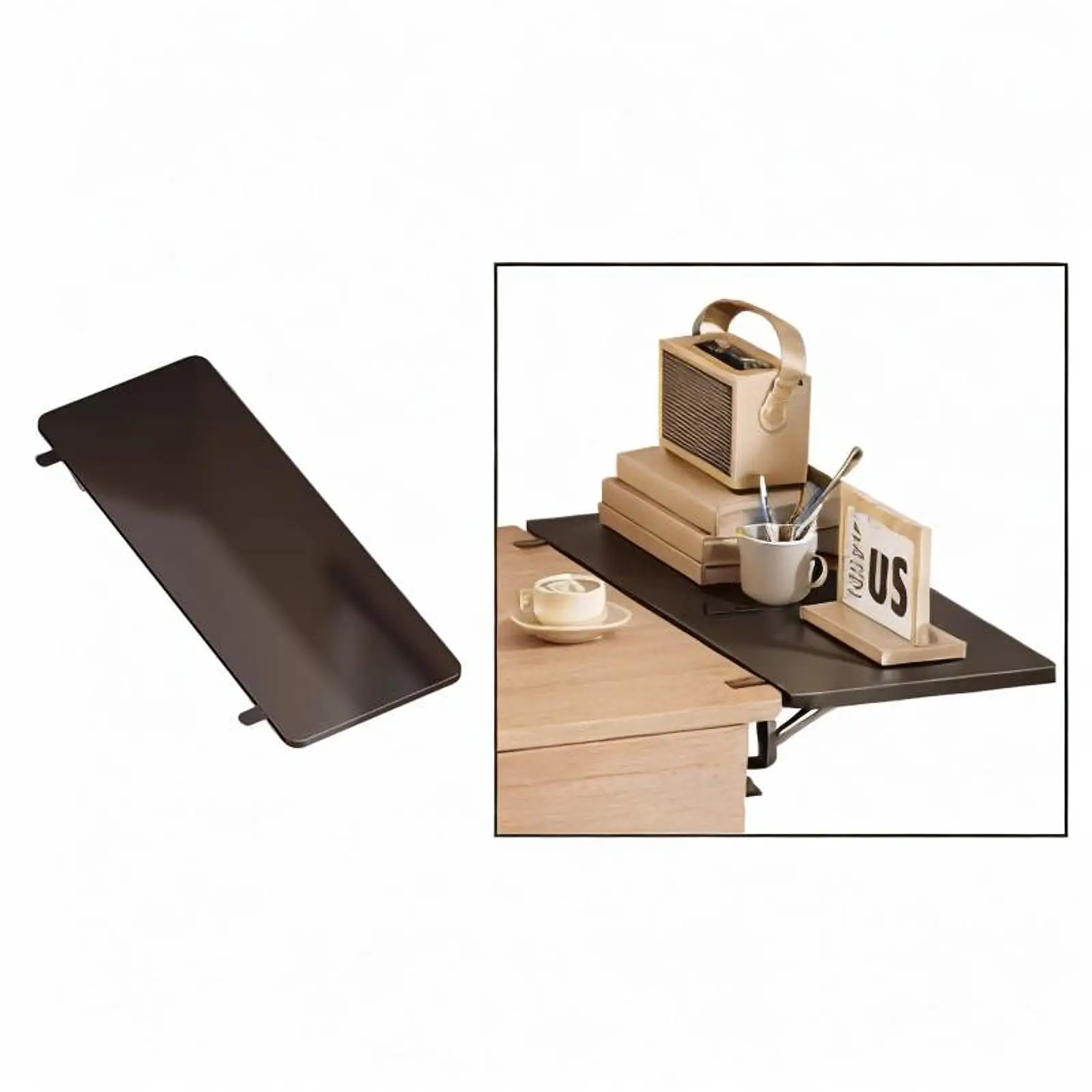 Desk Extender Tray for Home Office for Computer Table Extension Attachment Black Foldable Keyboard Tray Wrist Support Arm Rest