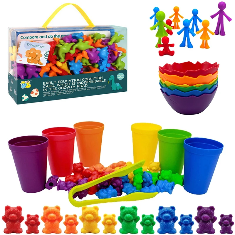 

Детская Радужная игра Монтессори, сочетающаяся игрушка, животное познание, Радужный цвет, сорт, счетчик веса, медведь, сочетающиеся образовательные игрушки, подарки