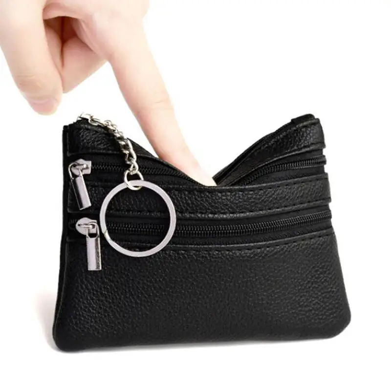 Premium PU Leather Coin Purse with Key Ring - Waterproof and Wear-Resistant Credit Card Holder