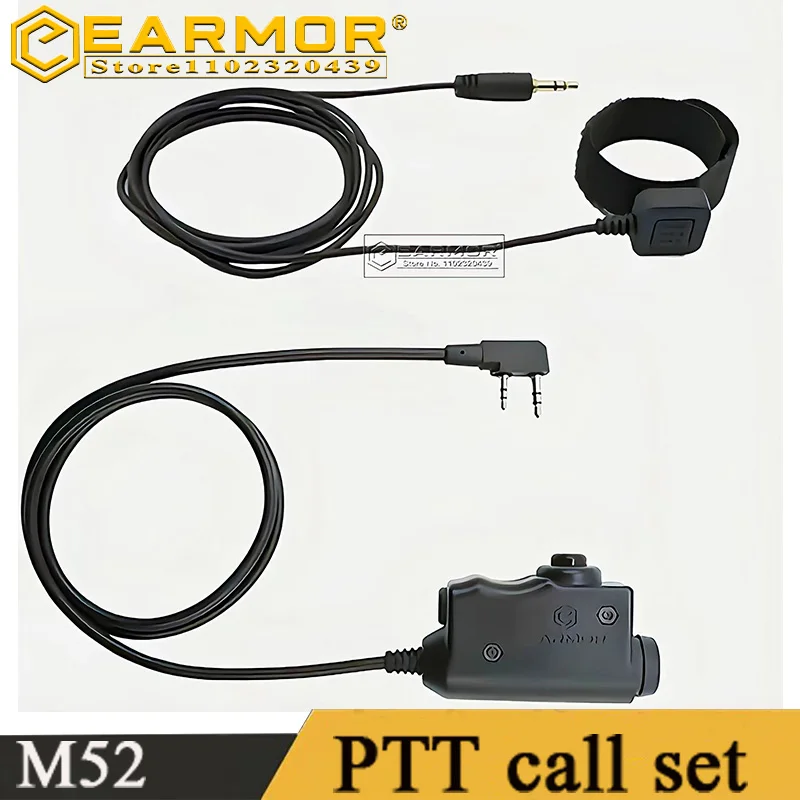 Earmor M52 Adattatore Ptt Militare Auricolare Tattico Ptt Kenwood Midland Pulsante Dito Esteso Combo Caccia Equipaggiamento Tattico